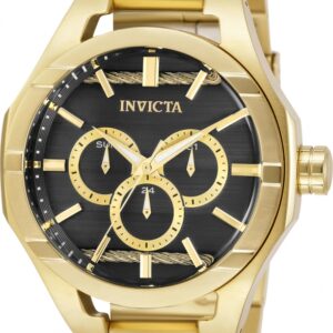 invicta bolt quartz black dial yellow gold tone men's watch 31831