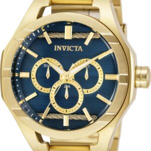 invicta bolt quartz blue dial yellow gold tone men's watch 31830