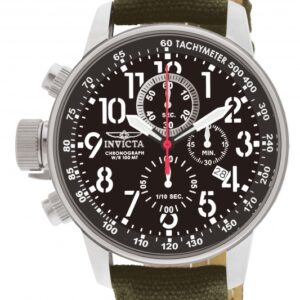 invicta force lefty crown chronograph black dial olive fabric men's watch 1873