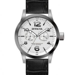invicta i force silver dial stainless steel black leather men's watch 13009