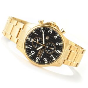 Home invicta ii collection black dial 18kt gold plated men's watch 0382