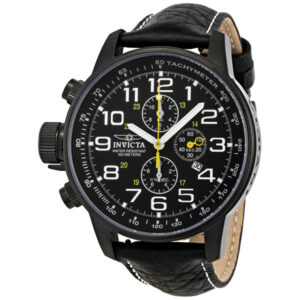 invicta lefty chronograph black dial black leather men's lefty watch 3332