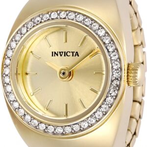 Home invicta mini angel quartz crystal gold dial ladies watch 48944