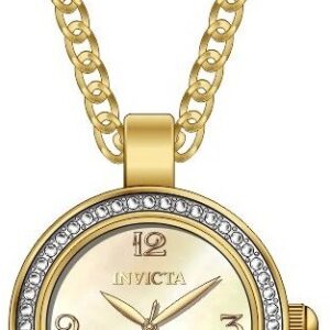 Home invicta mini angel quartz crystal gold dial ladies watch 49932