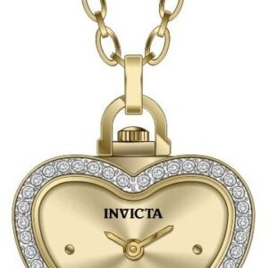 invicta mini angel quartz crystal gold dial ladies watch 49938