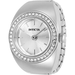 invicta mini angel quartz crystal silver dial ladies watch 48943