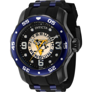 invicta nhl pittsburgh penguins quartz black dial men's watch 42646