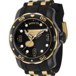 invicta nhl st. louis blues quartz black dial men's watch 42313