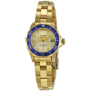Home invicta pro diver champagne dial 18kt gold plated ladies watch 4610
