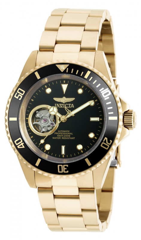 invicta pro diver automatic black dial yellow gold plated men's watch 20436 invicta pro diver automatic black dial yellow gold plated men's watch 20436
