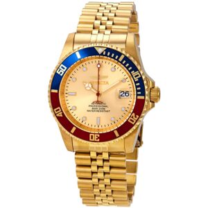 Home invicta pro diver pepsi bezel automatic gold dial men's watch 29183
