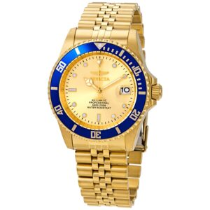 invicta pro diver automatic date gold dial men's watch 29185
