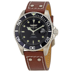Home invicta pro diver black dial brown leather men's watch 22069