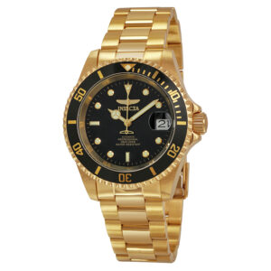 invicta pro diver black dial yellow gold plated men's watch 8929c