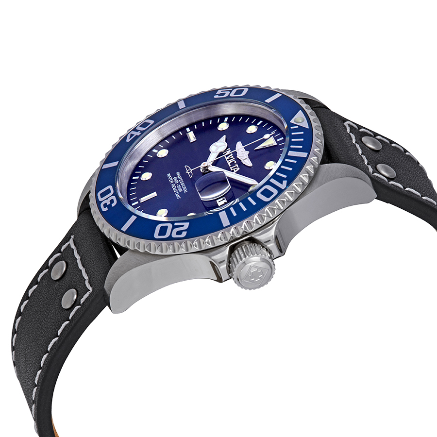 invicta pro diver blue dial blue bezel black leather men's watch 22068 invicta pro diver blue dial blue bezel black leather men's watch 22068