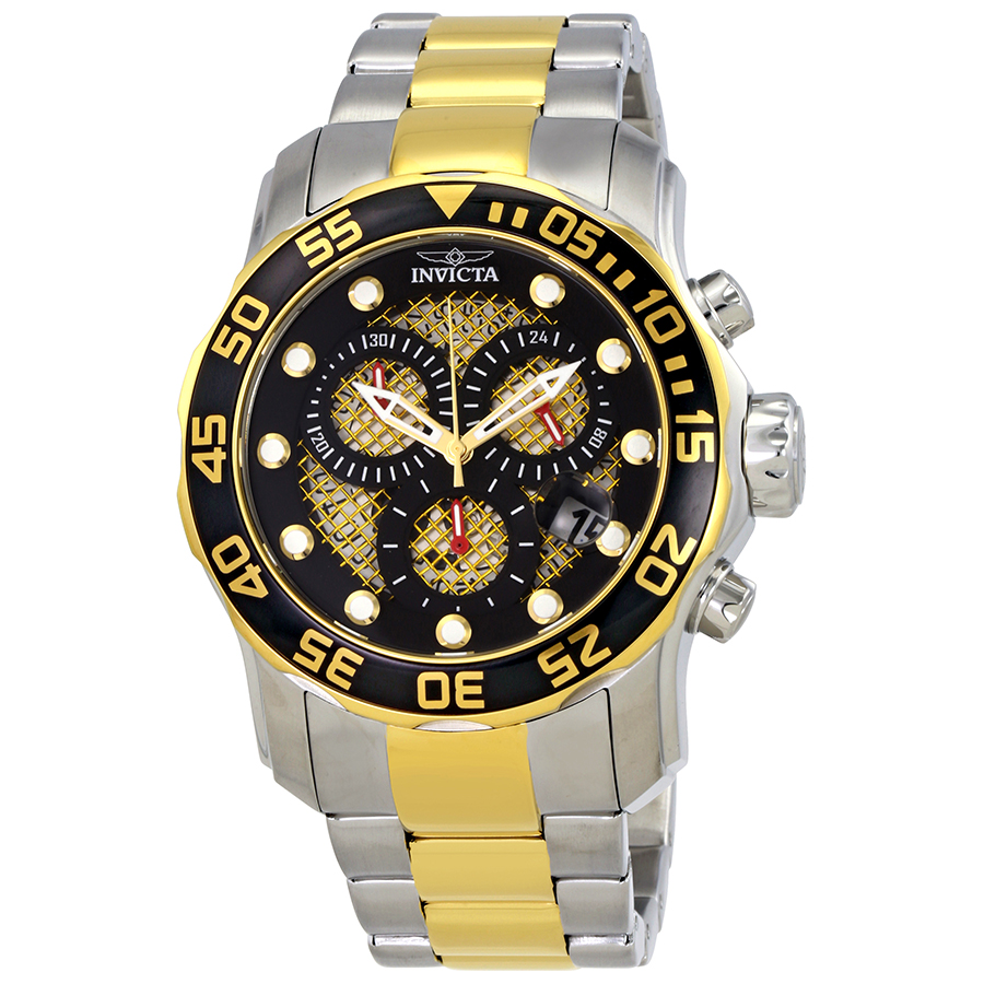 invicta pro diver chronograph black and gold dial men's watch 19839 invicta pro diver chronograph black and gold dial men's watch 19839