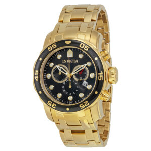 invicta pro diver chronograph black dial gold tone men's watch 0072
