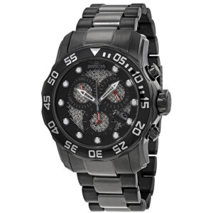 invicta pro diver chronograph black open weave dial men's watch 19838