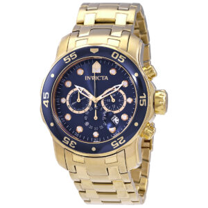 invicta pro diver chronograph blue dial 18kt gold plated men's watch 0073