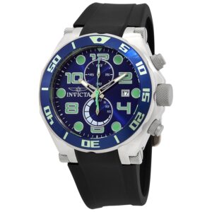 Home invicta pro diver chronograph blue dial black polyurethane men's watch 17813