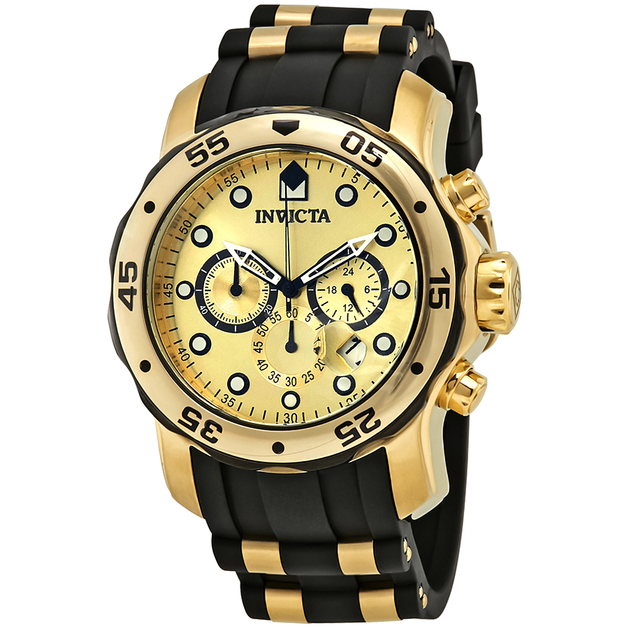 invicta pro diver chronograph champagne dial black polyurethane men's watch 17885 invicta pro diver chronograph champagne dial black polyurethane men's watch 17885