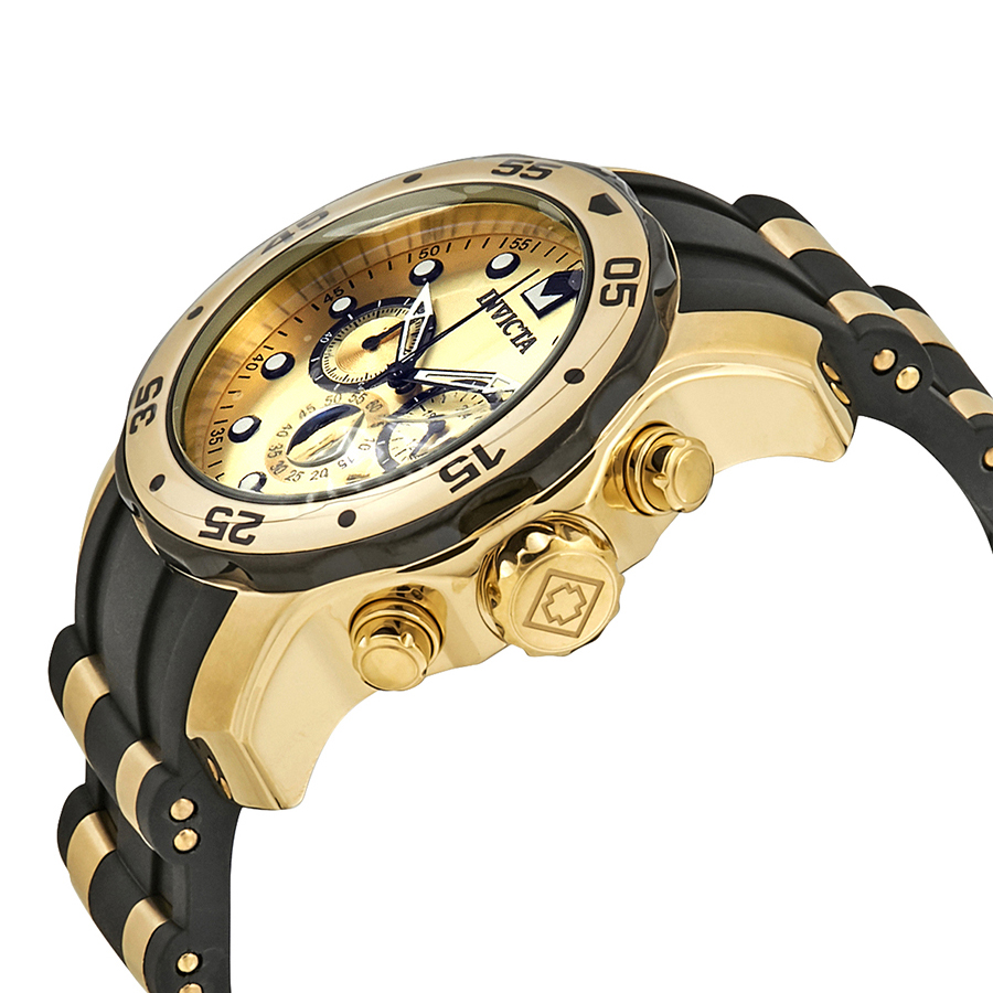 invicta pro diver chronograph champagne dial black polyurethane men's watch 17885 invicta pro diver chronograph champagne dial black polyurethane men's watch 17885
