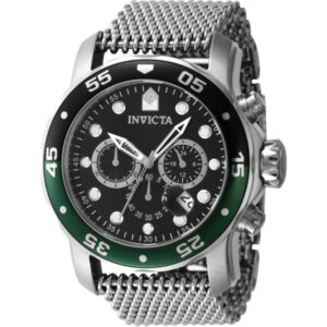 invicta pro diver chronograph gmt quartz black dial sprite bezel men's watch 47631