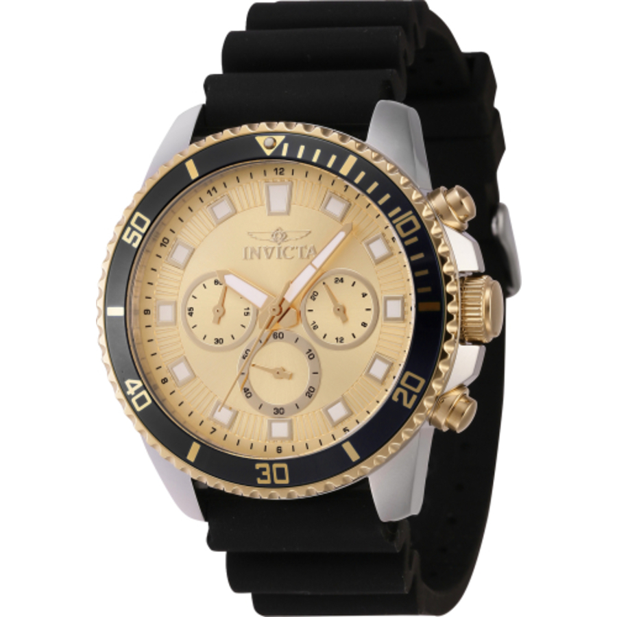 invicta pro diver chronograph gmt quartz gold dial men's watch 46128 invicta pro diver chronograph gmt quartz gold dial men's watch 46128