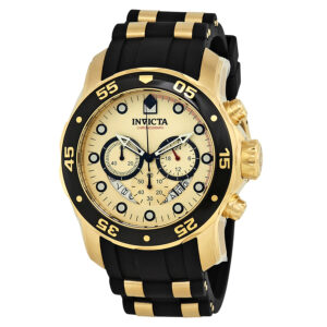 invicta pro diver chronograph gold dial black polyurethane men's watch 17566