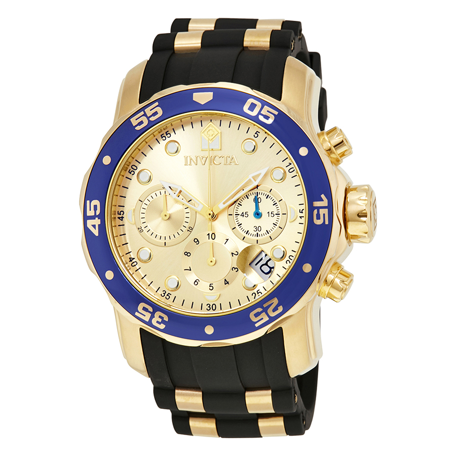 invicta pro diver chronograph gold dial black rubber men's watch 178841 invicta pro diver chronograph gold dial black rubber men's watch 178841