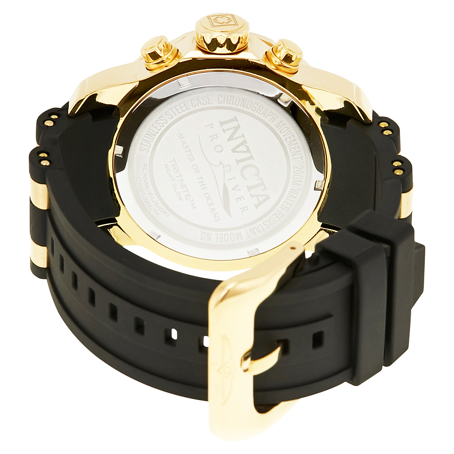 invicta pro diver chronograph gold dial black rubber men's watch 178841 invicta pro diver chronograph gold dial black rubber men's watch 178841