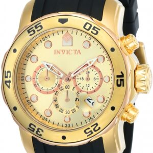 Home invicta pro diver chronograph gold dial black rubber men's watch 17884