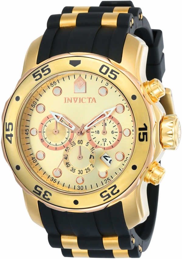invicta pro diver chronograph gold dial black rubber men's watch 17884 invicta pro diver chronograph gold dial black rubber men's watch 17884