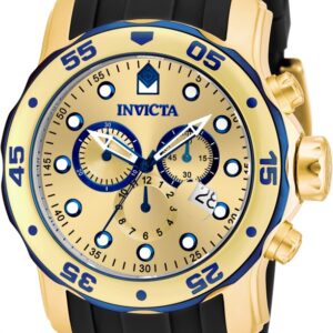 invicta pro diver chronograph gold dial black rubber men's watch 17887