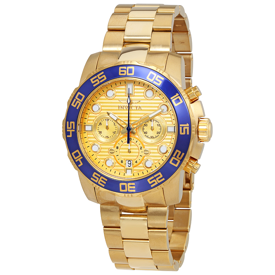 invicta pro diver chronograph gold dial men's watch 22227 invicta pro diver chronograph gold dial men's watch 22227
