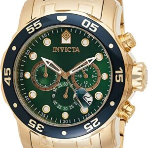 invicta pro diver chronograph green dial 18kt gold plated men's watch 0075