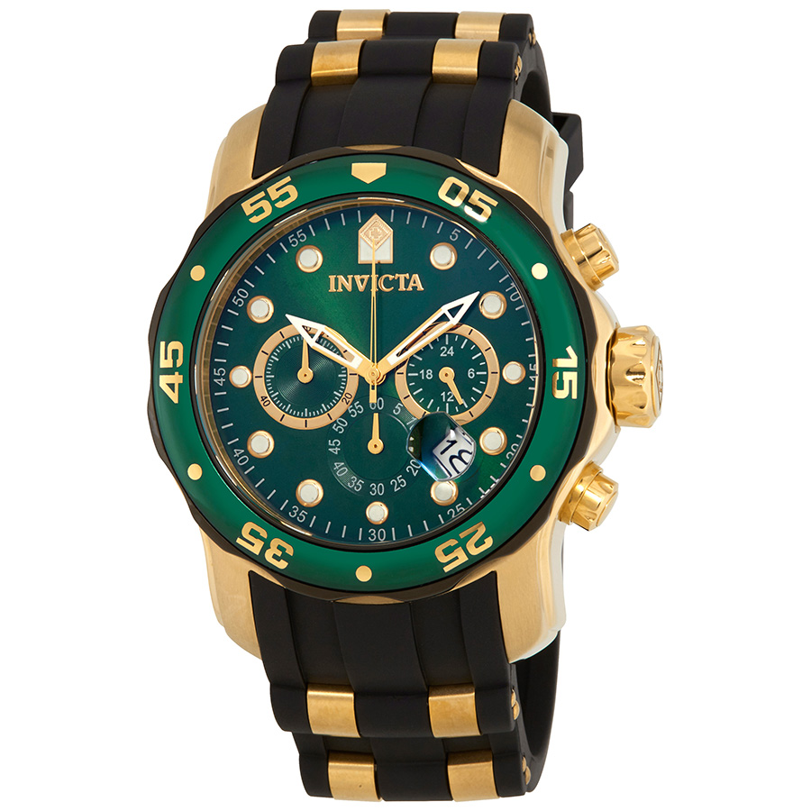 invicta pro diver chronograph green dial black polyurethane men's watch 17886 invicta pro diver chronograph green dial black polyurethane men's watch 17886