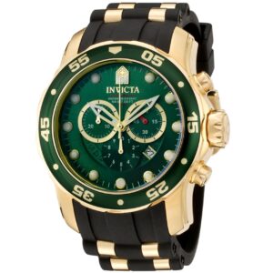 invicta pro diver chronograph green dial black polyurethane men's watch 6984