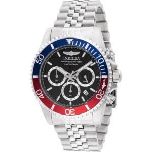 Home invicta pro diver chronograph quartz black dial pepsi bezel men's watch 48117
