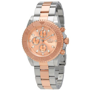 Home invicta pro diver chronograph rose dial two tone men's watch 1775