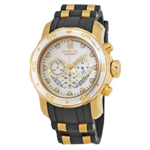 Home invicta pro diver chronograph silver dial black polyurethane men's watch 6985