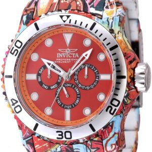 Home invicta pro diver date day quartz red dial men's watch 47853