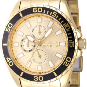Home invicta pro diver gmt date quartz gold dial men's watch 47577