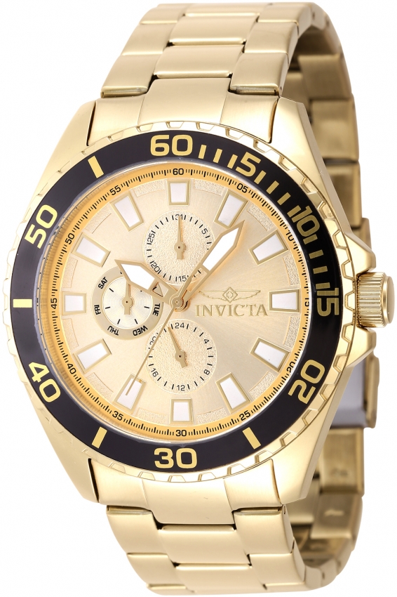 invicta pro diver gmt date quartz gold dial men's watch 47577 invicta pro diver gmt date quartz gold dial men's watch 47577