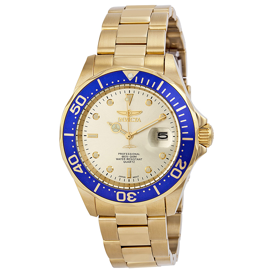 invicta pro diver light champagne dial gold ion plated men's watch 14124 invicta pro diver light champagne dial gold ion plated men's watch 14124