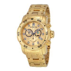invicta scuba pro diver chronograph gold dial gold tone men's watch 0074