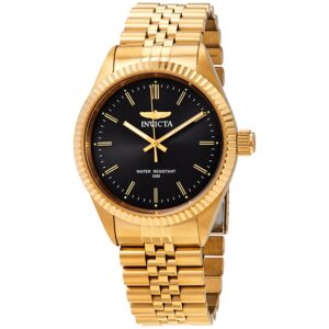 Home invicta specialty black dial yellow gold tone men's watch 29383