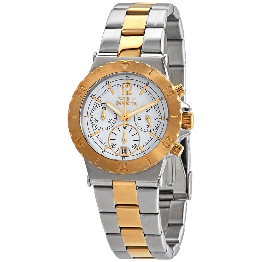 invicta specialty chronograph white dial two tone ladies watch 14855 invicta specialty chronograph white dial two tone ladies watch 14855