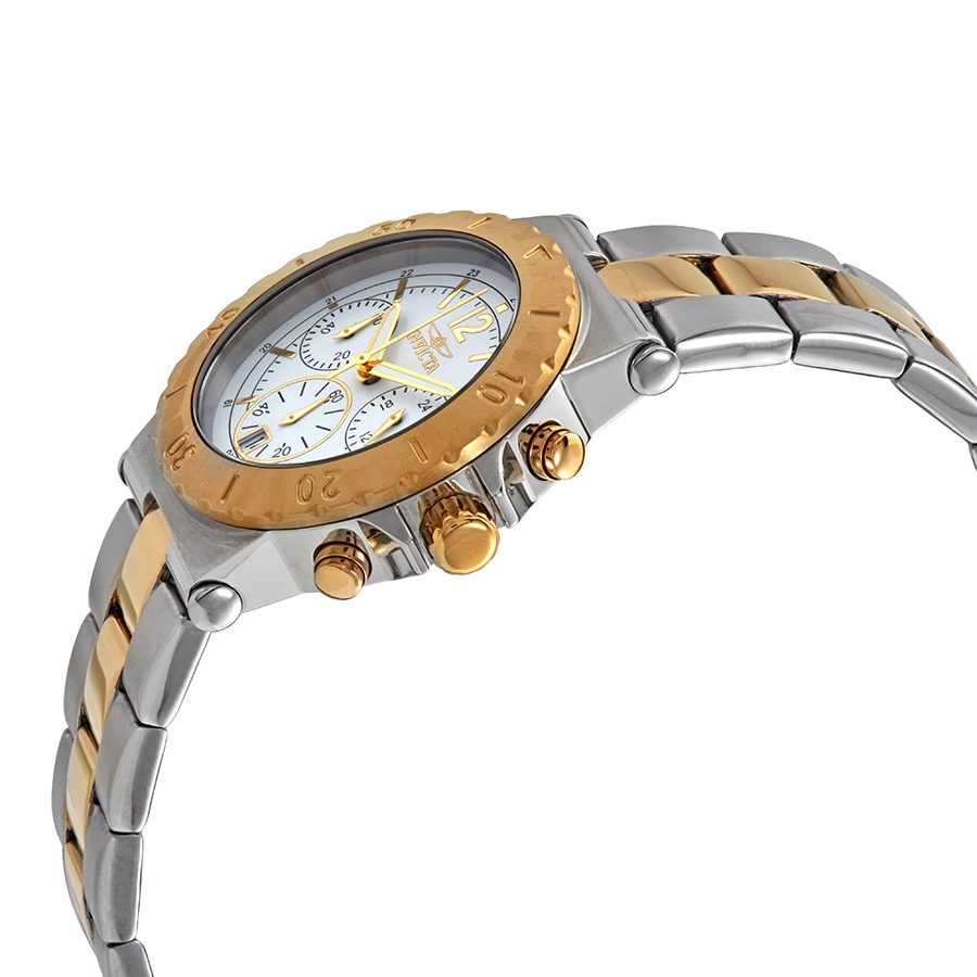 invicta specialty chronograph white dial two tone ladies watch 14855 invicta specialty chronograph white dial two tone ladies watch 14855