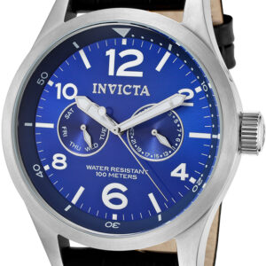 Витрина invicta specialty military multi function blue dial black leather men's watch 10490